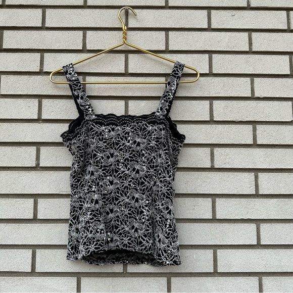 Alex Evenings Sequin Lace Twinset Cami & Jacket Black Silver S Mother Formal - Picture 4 of 15